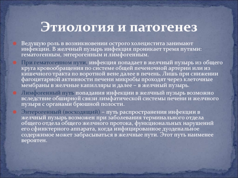 Доклад: Холецистит острое воспаление желчного пузыря