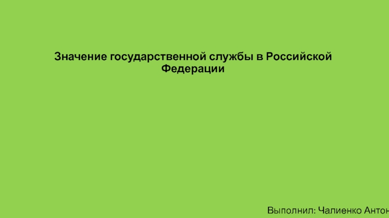 Значение государственной службы в Российской Федерации