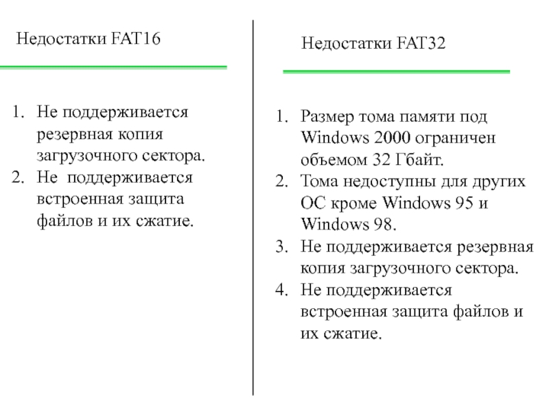 Система недостатки. Преимущества и недостатки файловых систем. Fat16 преимущества и недостатки. Достоинства файловых систем fat32 NTFS. Недостатки файловой системы fat.