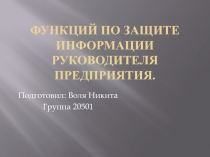 Функций по защите информации руководителя предприятия