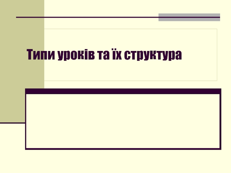 Презентация Типи уроків та їх структура