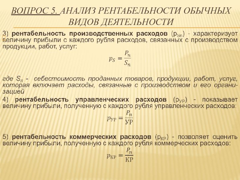 Анализ рентабельности