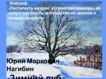 Презентация к уроку литературного чтения в 4 классе Ю. Нагибина Зимний дуб
