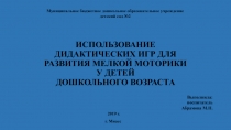 Использование дидактических игр для развития мелкой моторики у детей дошкольного возраста