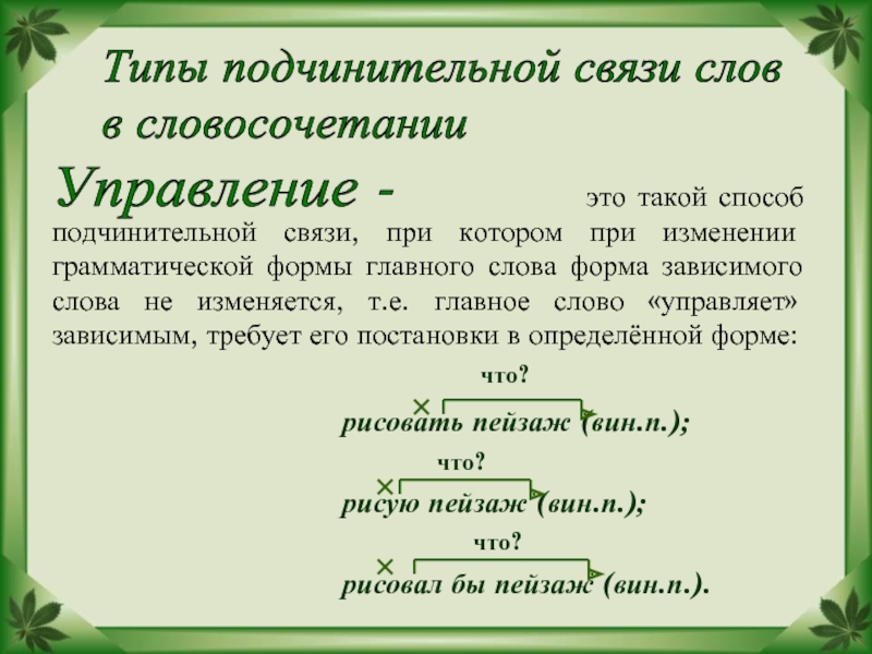 Виды подчинительной связи в словосочетании презентация 8 класс