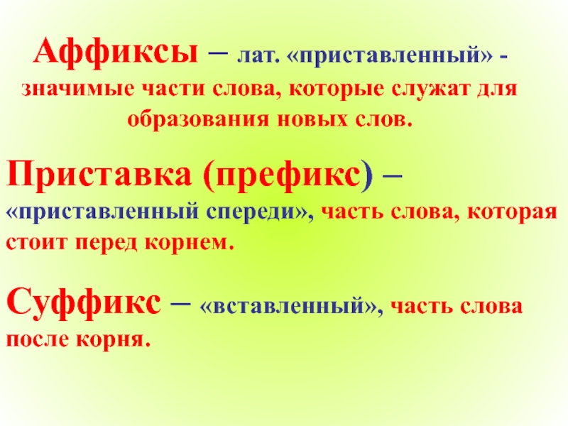 Текст 3 части какие. Аффикс. Аффикс примеры. Аффикс это суффикс. Аффиксы это в русском языке.