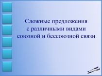 Сложные предложения
с различными видами
союзной и бессоюзной связи
