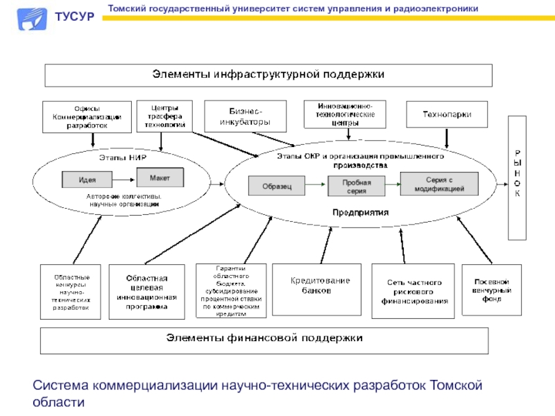 Система универ. Организационная структура ТУСУР. Структура Томского государственного университета. Система учебных заведений. Коммерциализация научно-технических разработок.