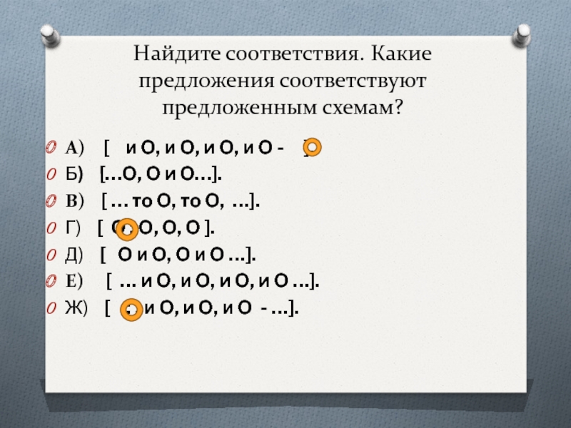 Найдите предложение соответствующее схеме. Найдите соответствие.