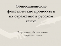 Общеславянские фонетические процессы и их отражение в русском языке