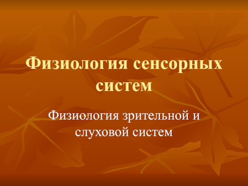 Физиология сенсорных систем 