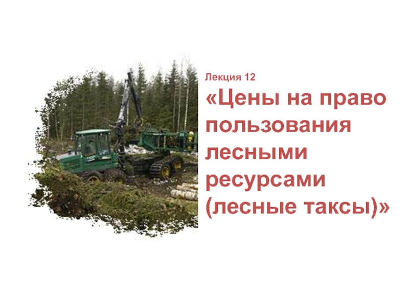 Лекция 12
Цены на право пользования лесными ресурсами (лесные таксы)