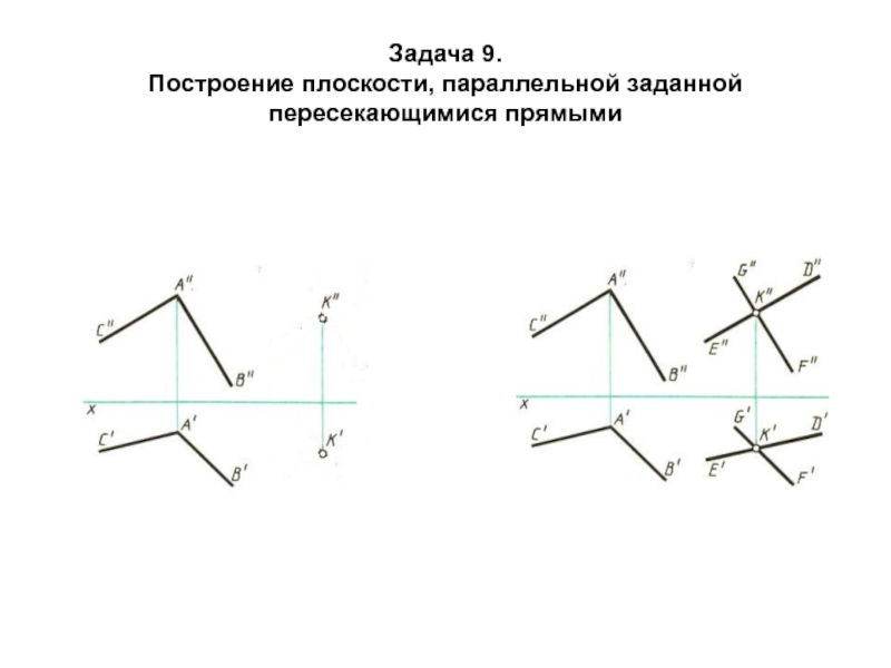 Прямая ав параллельна. Построение прямой параллельной плоскости. Построение плоскости параллельной заданной плоскости. Построение плоскости параллельной заданной прямой. Построение плоскости параллельной заданной пересекающимися прямыми.