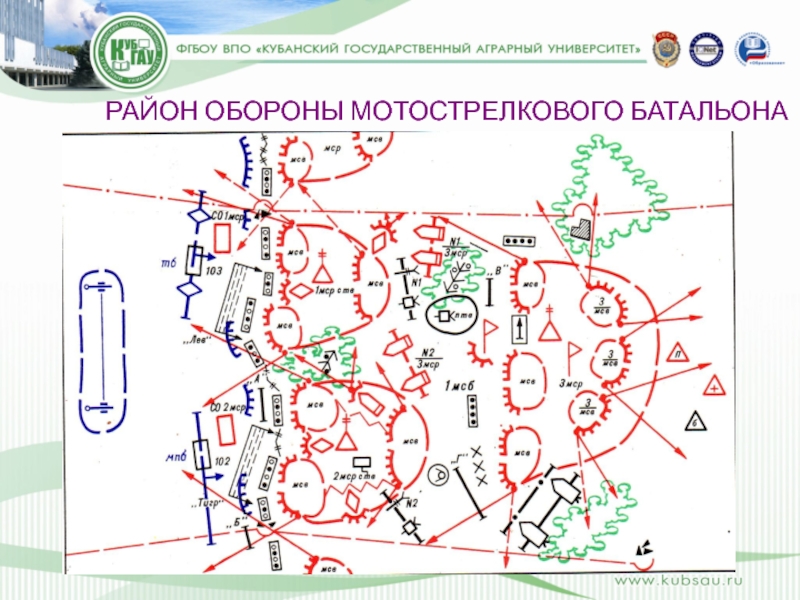 Схема района обороны батальона