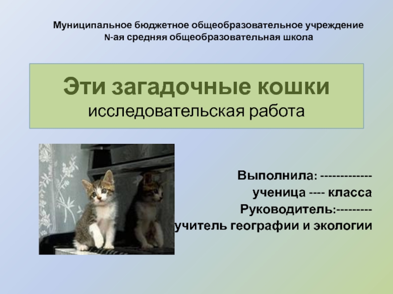 Презентация Эти загадочные кошки исследовательская работа
