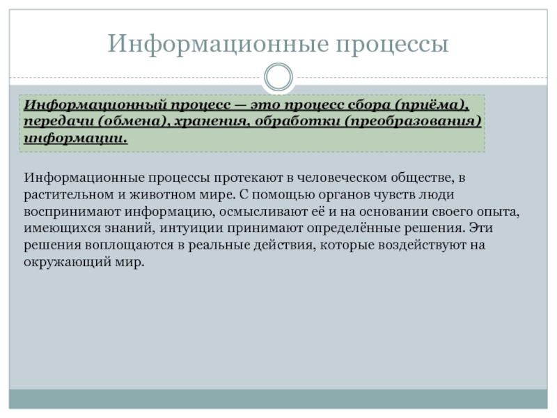 Наука о процессах сбора обработки. Информационные процессы протекают в человеческом.