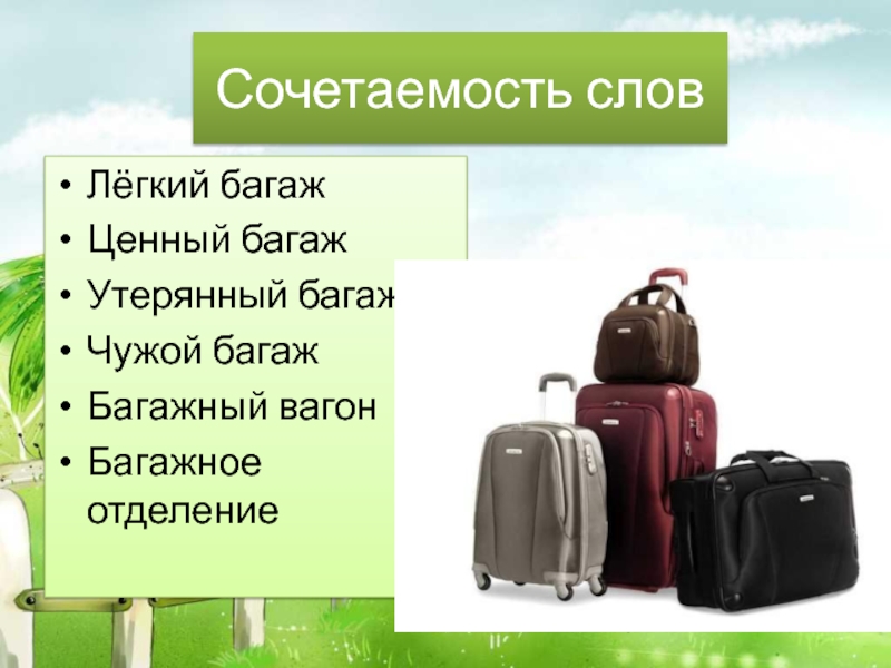 Как пишется слово багаж. Ценный багаж. Багаж для презентации. Слово багаж. Чемодан слово.