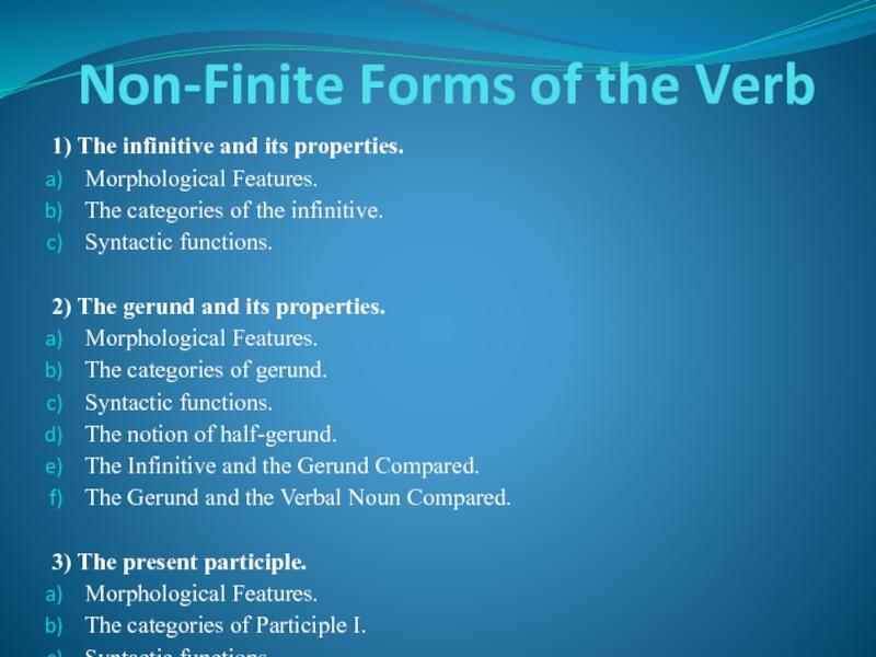 Non-Finite Forms of the Verb
