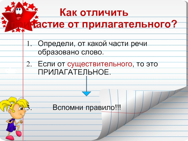 Заново от какой части речи образовано. Как отличить прилагательное от причастия.