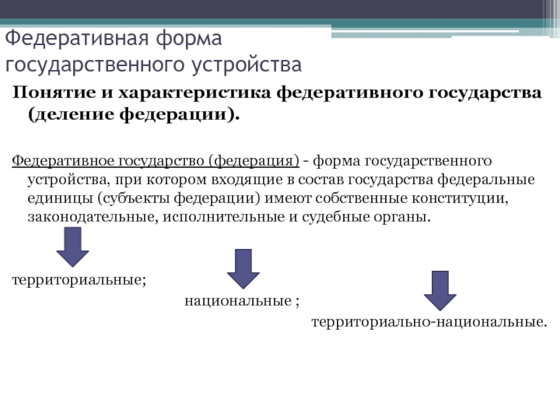 Форма устройства признаки. Федеративная форма государственного устройства. Федеративная форма гос устройства. Федерация форма государственного устройства. Виды федеративного устройства государства.