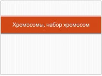 Хромосомы, набор хромосом