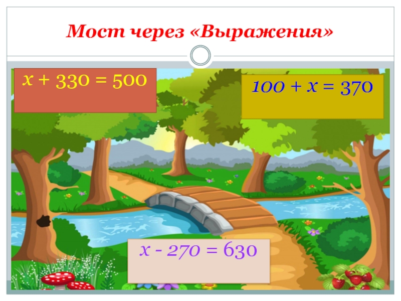 Тема путешествие в страну математики. 100+Х=370.