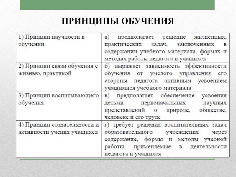 Составьте схему принципы обучения