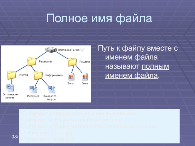 Что из предложенного можно считать полным именем файла