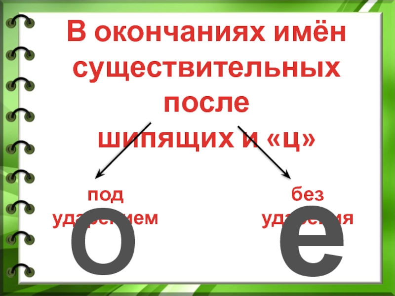 Чертежом в окончаниях имен существительных после шипящих