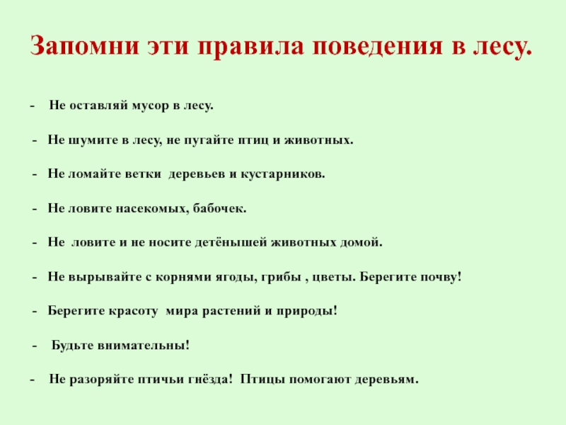 Правила поведения в лесу 4 класс проект