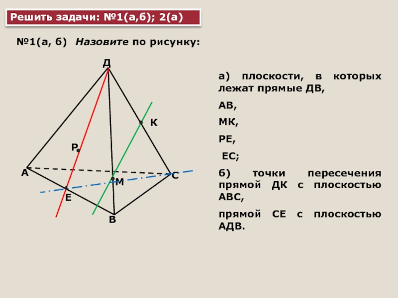 По рисунку 8 назовите плоскости в которых лежат прямые pe mk db ab ec