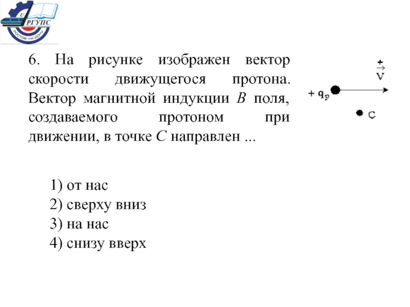 На рисунке изображен вектор скорости движущегося электрона вектор магнитной индукции поля б