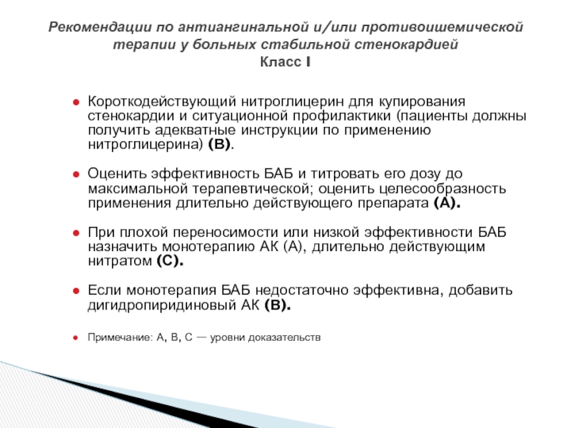 Антиангинальные препараты при стенокардии