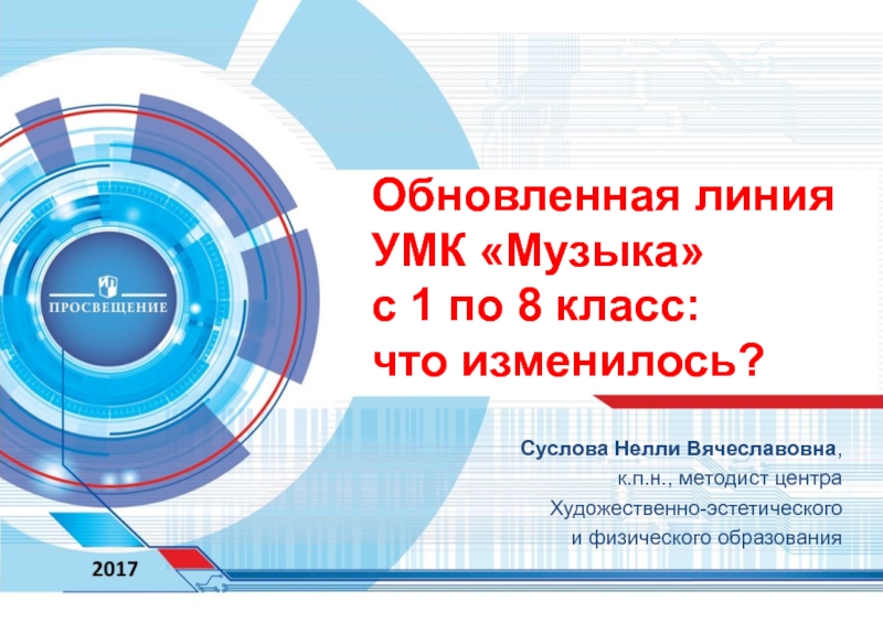 Презентация Обновленная линия УМК Музыка с 1 по 8 класс: что изменилось?
Суслова Нелли