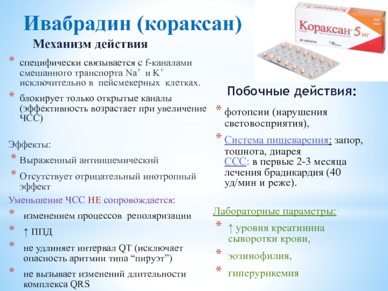 Ивабрадин инструкция по применению. Ивабрадин механизм действия фармакология. Кораксан механизм действия. Ивабрадин кораксан. Ивабрадин побочные эффекты.