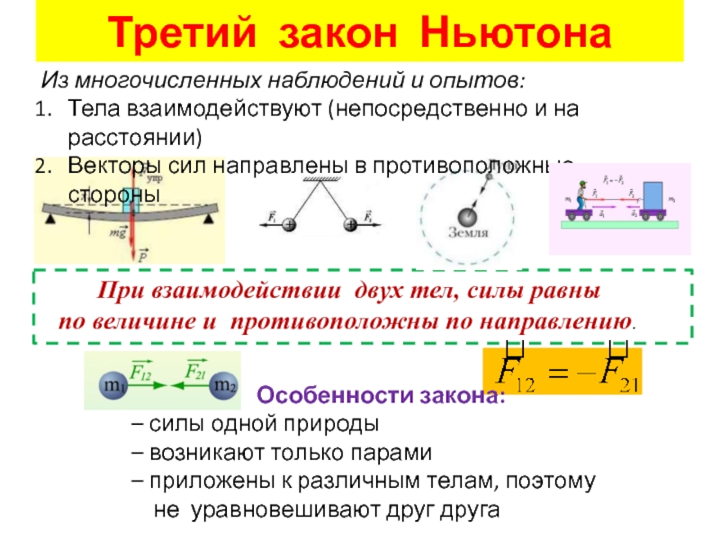 Тела взаимодействуют с силами. Опорный конспект по трем законам Ньютона. Векторы сил направлены в противоположные стороны. При взаимодействии двух тел. Куда направлена сила взаимодействия двух тел.