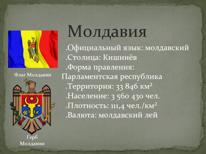 Презентация Молдавия