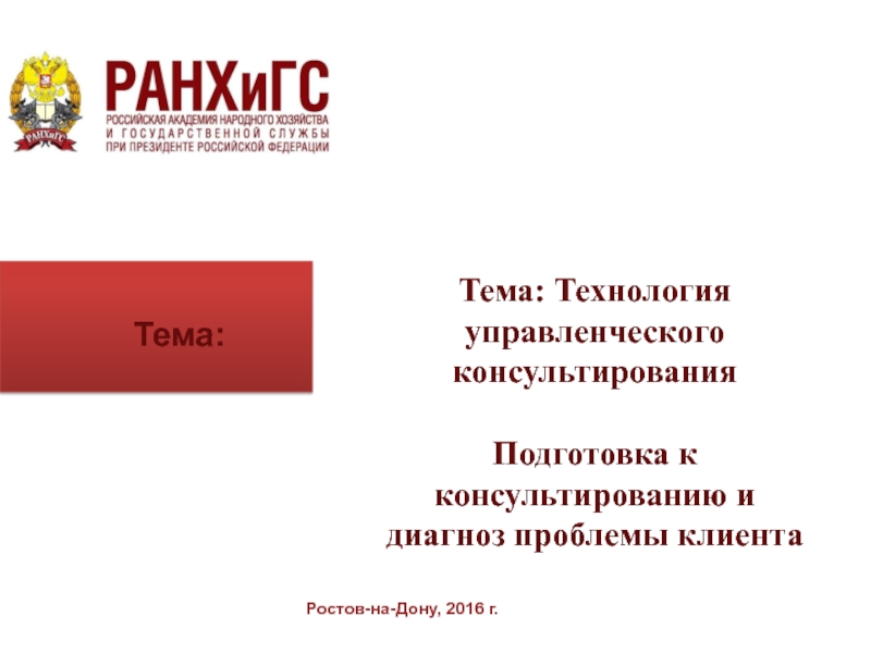 Тема: Технология управленческого консультирования
Подготовка к консультированию