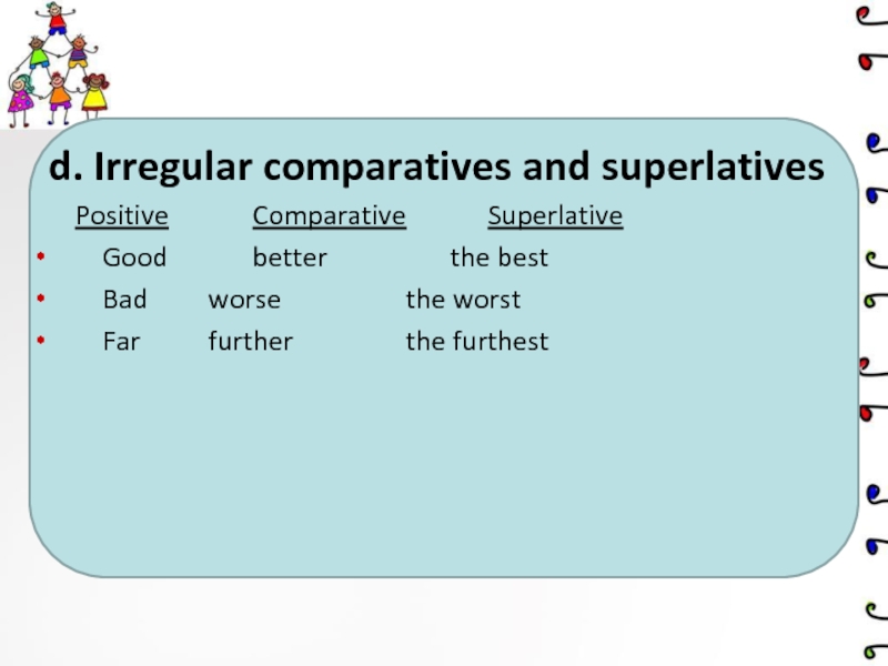 Irregular comparatives. Comparatives and Superlatives. Degrees of Comparison Irregular. Irregular Comparatives and Superlatives. Comparatives/Superlatives позитив.