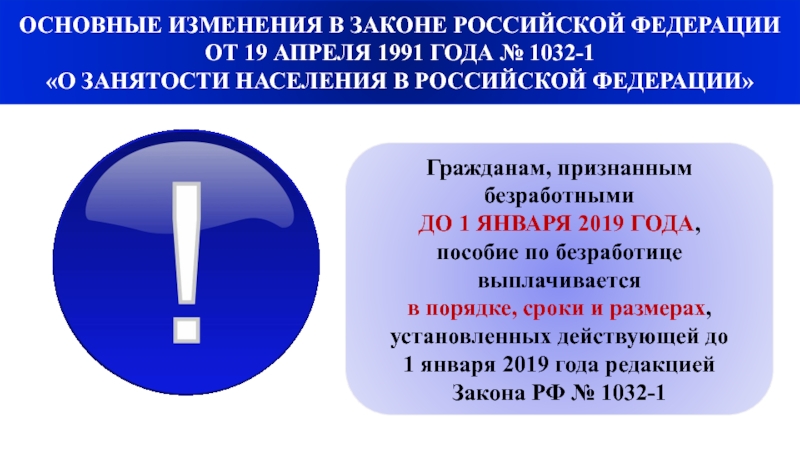 1032 1 о занятости. Изменения в законе. Изменения в закон о занятости. Важно изменения в законодательстве. ФЗ «О занятости населения в Российской Федерации» от 19.04.1991 № 1032-1;.