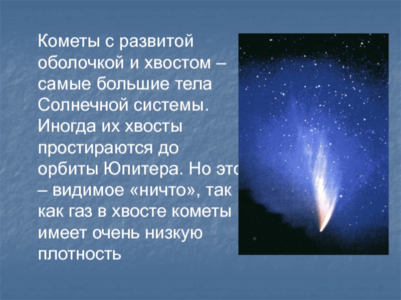 Почему у кометы хвост. Хвост кометы. Самые большие кометы. Хвосты комет типы. Газовый хвост кометы.