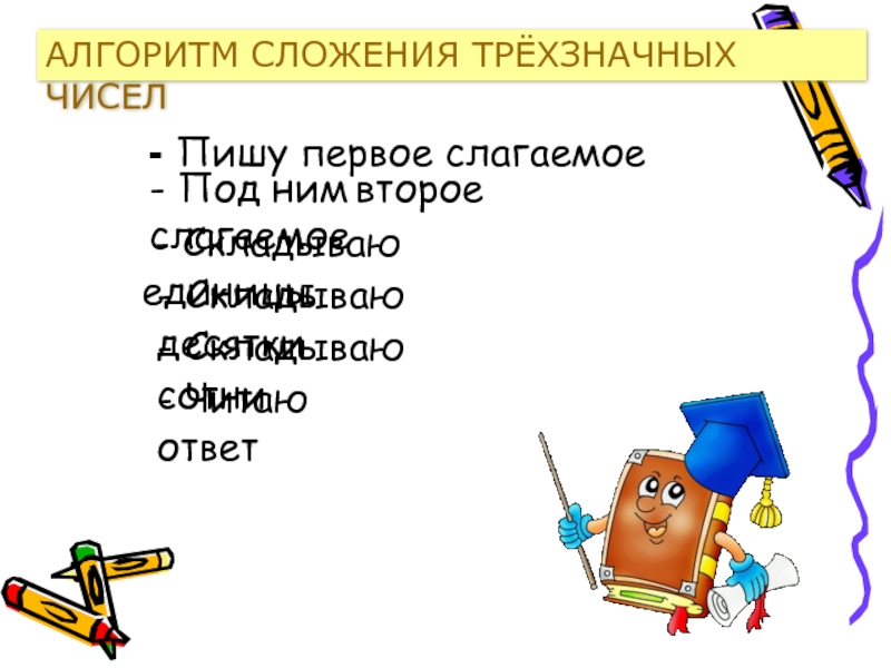 Алгоритм сложения трехзначных чисел 3 класс презентация