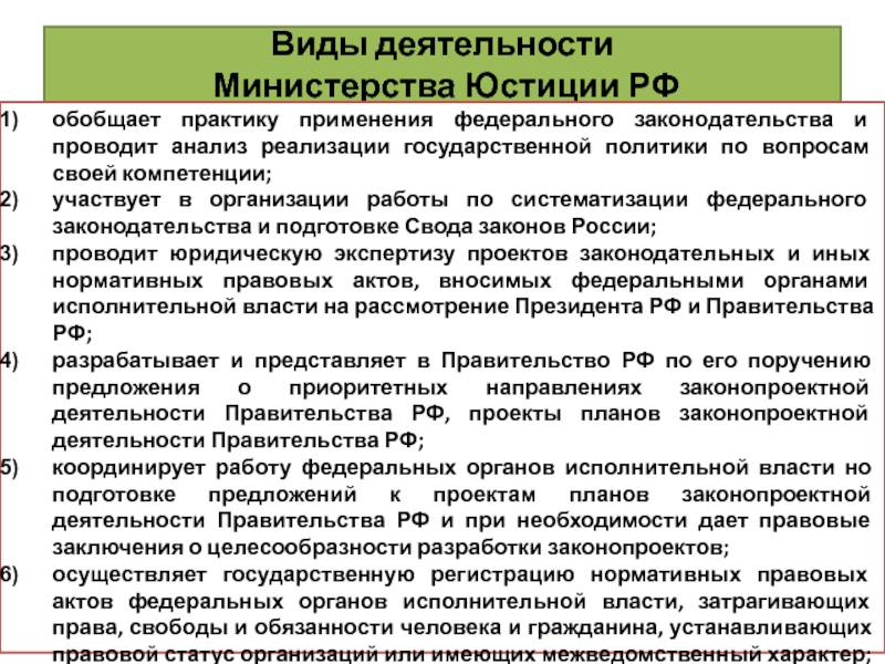 Контрольная работа по теме Федеральные органы исполнительной власти Минюста РФ