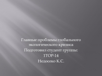 Главные проблемы глобального экологического кризиса
Подготовил студент