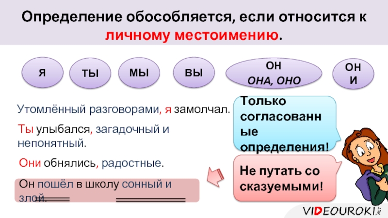 Определи 2. Определение относится к личному местоимению. Понятное и непонятное определение. Принадлежит личный.