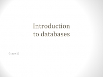 Introduction to databases