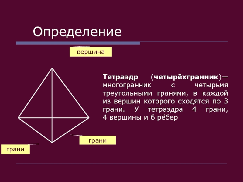 Свойства тетраэдра