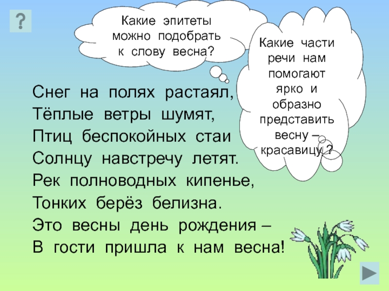 Выберите эпитеты. Весна какая эпитеты. Эпитеты к слову Весна. Эпитеты на тему Весна. Слова на тему Весна.