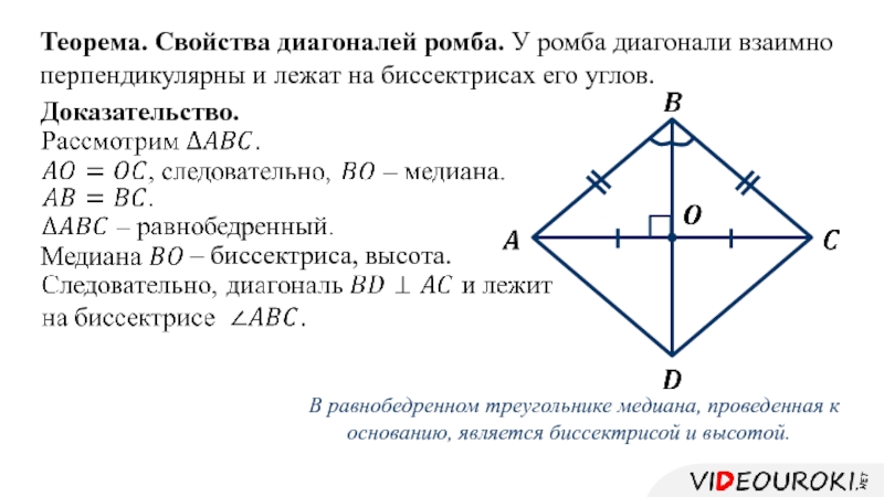 Чертеж ромба с диагоналями