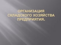 Организация складского хозяйства предприятия